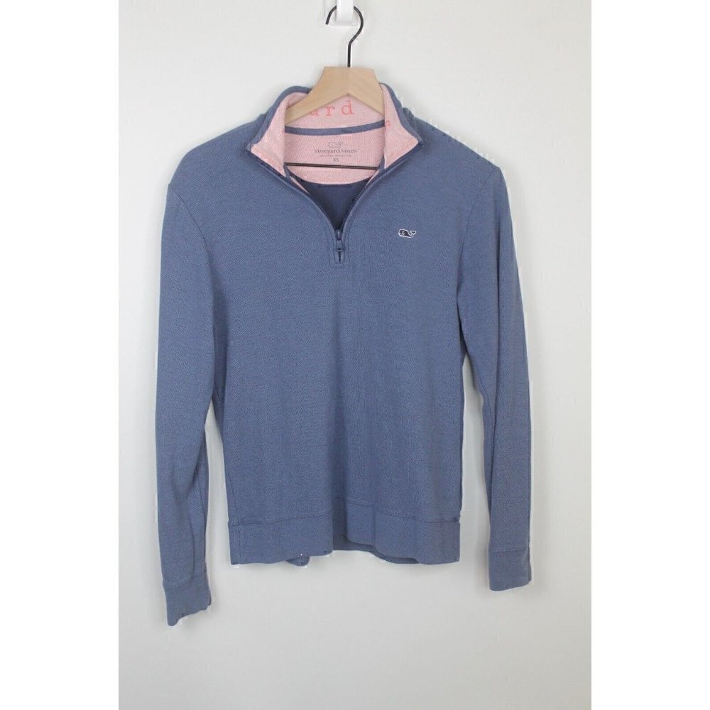 Vineyard Vines Sweater Womens XS Blue Pullover 1/4 Zip Long Sleeve Warm Soft